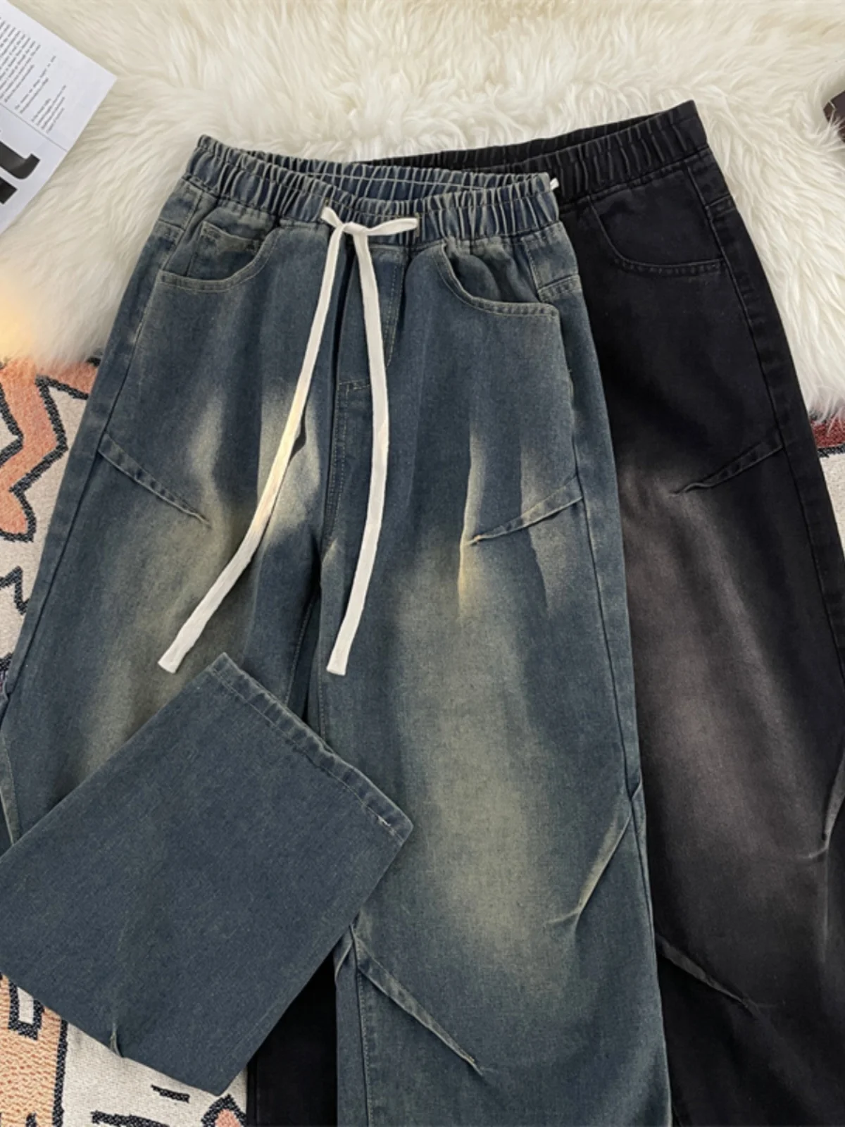 Мужские джинсы Waed Vintage American Vibe, свободные широкие брюки с длинными штанинами, универсальные повседневные джинсовые брюки прямого кроя с завязками
Мужские джинсы Waed Vintage American Vibe, свободные широкие брюки с длинными штанинами, универсальные повседневные джинсовые брюки прямого кроя с завязками