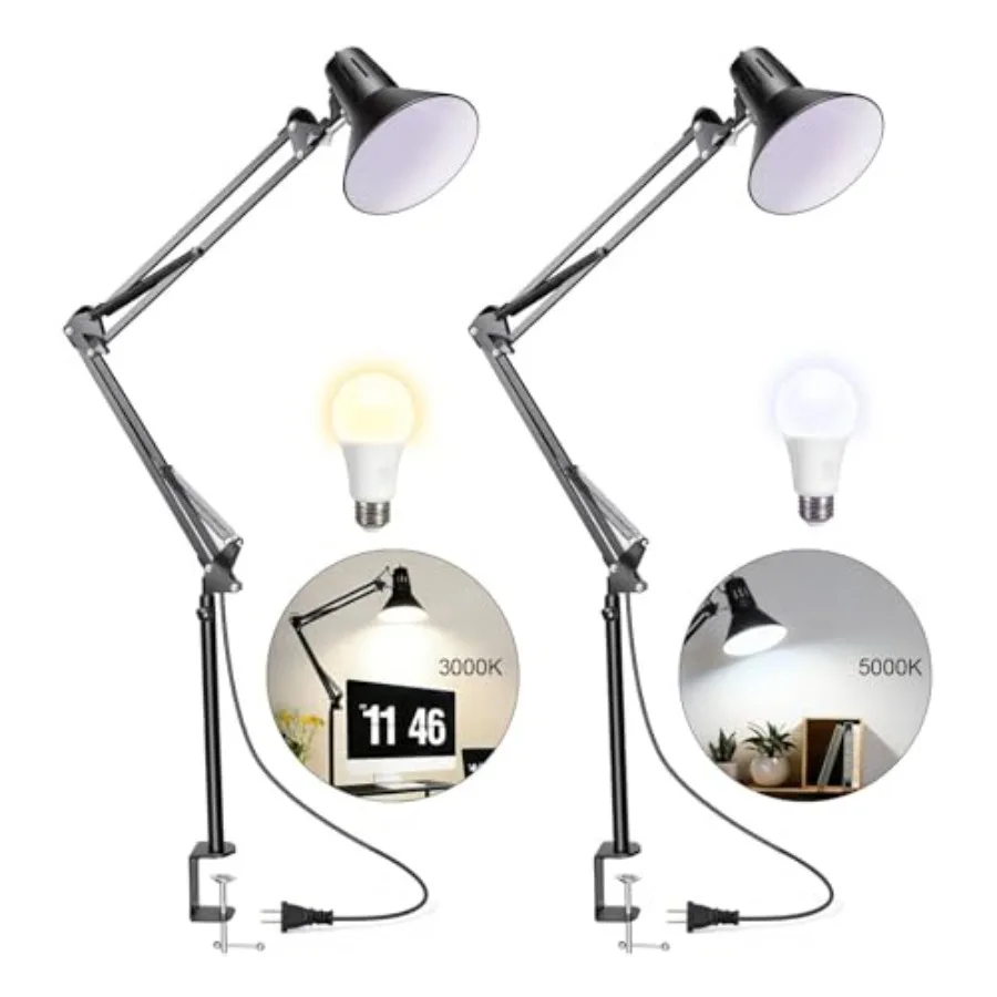 2 Pack LED Desk Lamp With Clamp for Office Home, Eye-Caring Desk Light with 60° Extra Tall Metal Swing Arm, High Intensity Clam
2 Pack LED Desk Lamp With Clamp for Office Home, Eye-Caring Desk Light with 60° Extra Tall Metal Swing Arm, High Intensity Clam