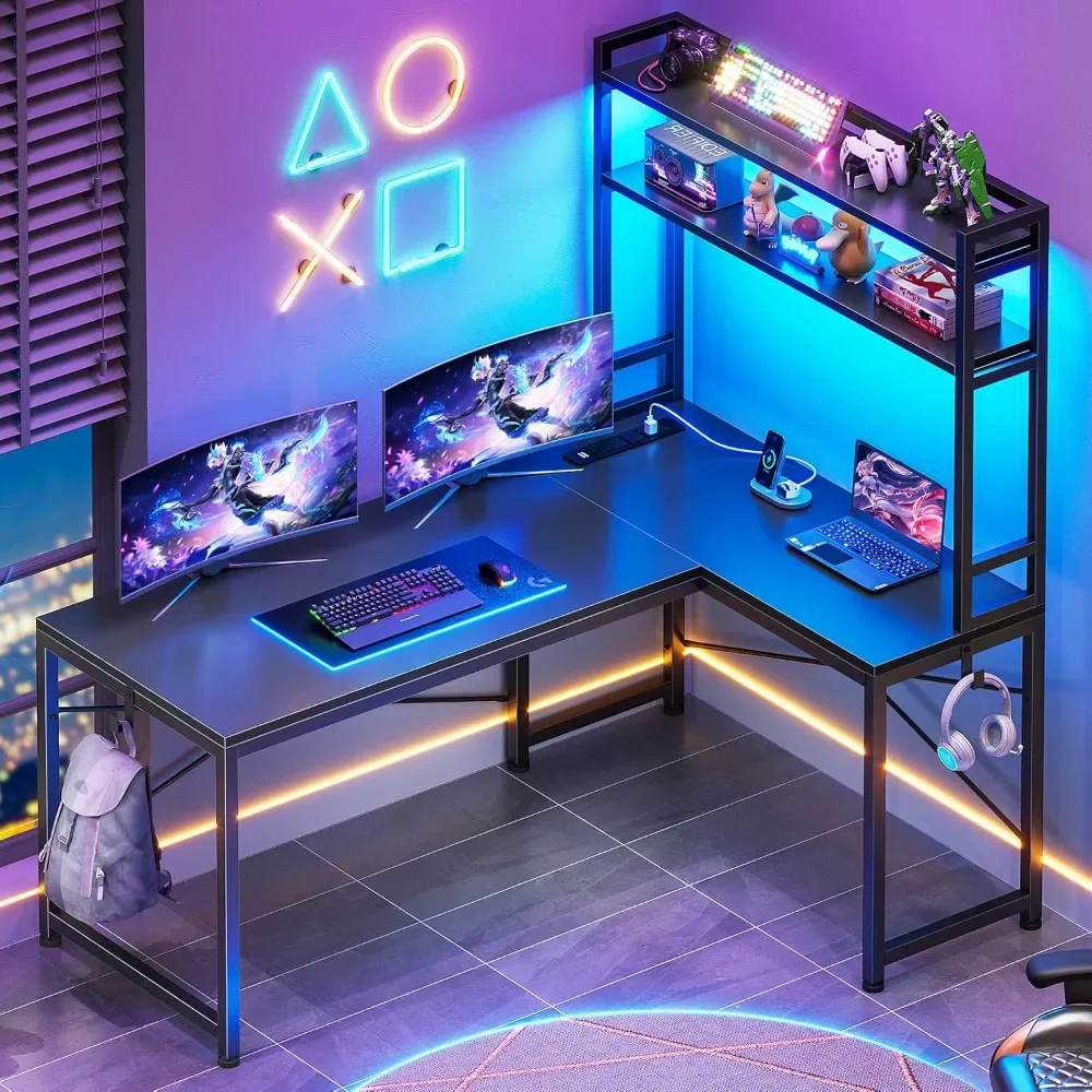 L Shaped Gaming Desk, Reversible 45.3" Small Corner Desk, Power Outlet, LED Lights
L Shaped Gaming Desk, Reversible 45.3" Small Corner Desk, Power Outlet, LED Lights