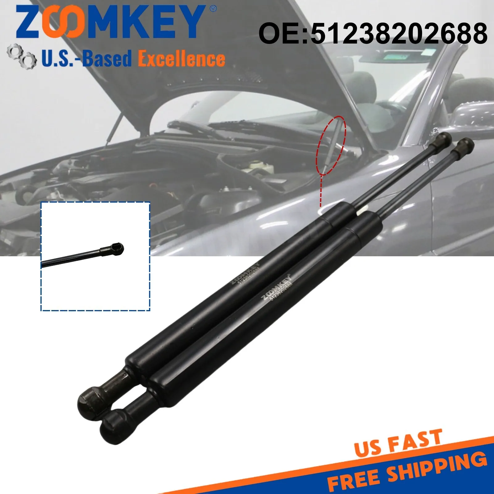 ZOOMKEY 2pcs Front Hood Lift Supports Struts Fit For BMW 3 Series E46 323Ci 325i 328i RB8795866
ZOOMKEY 2pcs Front Hood Lift Supports Struts Fit For BMW 3 Series E46 323Ci 325i 328i RB8795866
