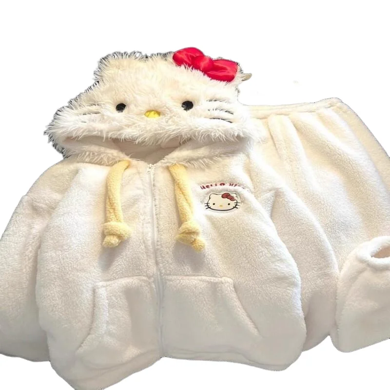 Sanrio Hello Kitty Fluffy Pajamas Women Winter Thick Warm Homewear Set Cute Kawaii Fashion Trendy New Coral Fleece Sleepwear Set
Sanrio Hello Kitty Fluffy Pajamas Women Winter Thick Warm Homewear Set Cute Kawaii Fashion Trendy New Coral Fleece Sleepwear Set