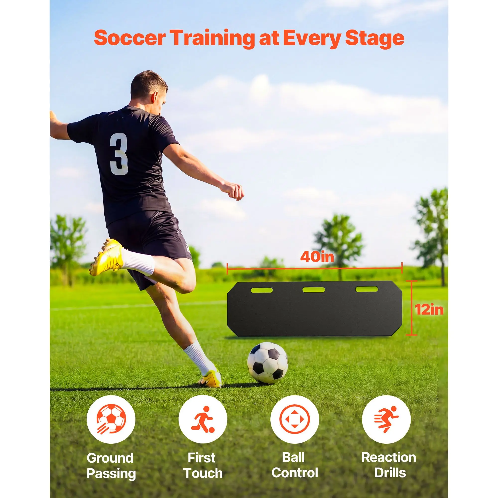 Soccer Rebounder Board, 40 x 12 in Portable Soccer Rebound Wall, HDPE Sports Kick Back Trainer, 3 Adjustable Angles, Easy Setup Ball Practice Training Equipment for Passing & Reaction Skills
Soccer Rebounder Board, 40 x 12 in Portable Soccer Rebound Wall, HDPE Sports Kick Back Trainer, 3 Adjustable Angles, Easy Setup Ball Practice Training Equipment for Passing & Reaction Skills