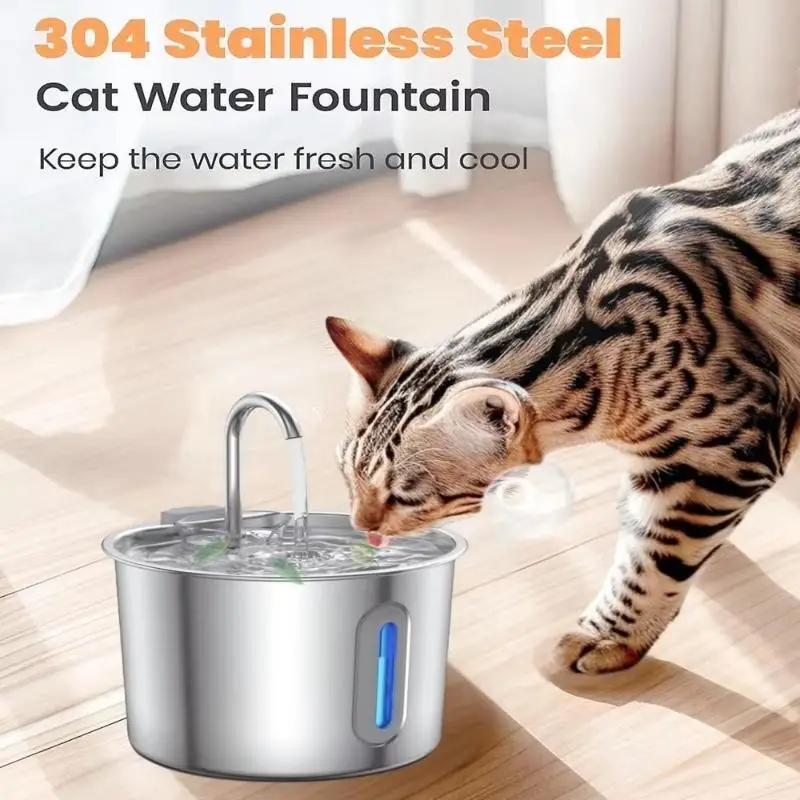 2.2L Automatic Cat Water Fountain Stainless Steel Ultra Quiet USB Powered Cat Dog Automatic Pet Drinking Fountain with Window
2.2L Automatic Cat Water Fountain Stainless Steel Ultra Quiet USB Powered Cat Dog Automatic Pet Drinking Fountain with Window