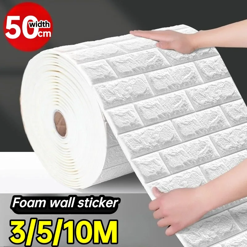 50cmx3/5/10m Self Adhesive Wallpaper Decoration Foam Faux Brick Wall Panels Living Room Bedroom 3D Wall Sticker Peel and Stick
50cmx3/5/10m Self Adhesive Wallpaper Decoration Foam Faux Brick Wall Panels Living Room Bedroom 3D Wall Sticker Peel and Stick
