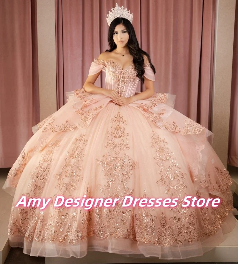 Exquisite Quinceanera Dresses Dubai Girls Luixury Sequins Appliques Off The Shoulder Ball Gowns Vestidos De 15 Años Customized
Exquisite Quinceanera Dresses Dubai Girls Luixury Sequins Appliques Off The Shoulder Ball Gowns Vestidos De 15 Años Customized