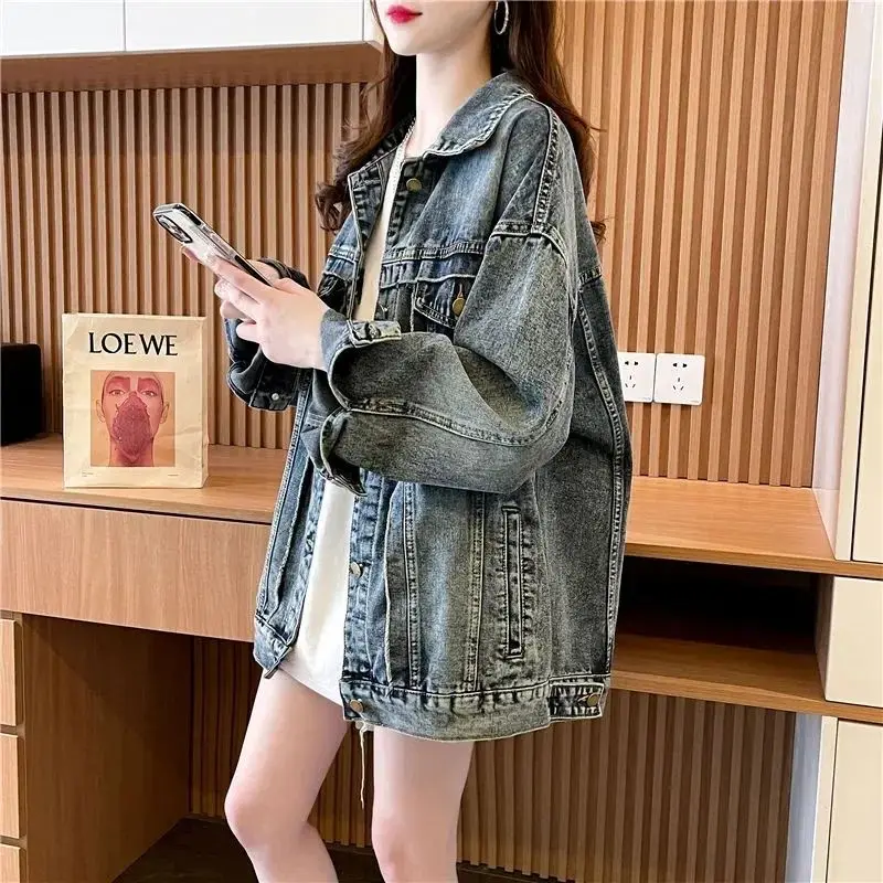 Retro Raw Edge Design Denim Long-Sleeved Jacket Women Spring Autumn New Style Korean Loose Casual Single-Breasted Jacket
Retro Raw Edge Design Denim Long-Sleeved Jacket Women Spring Autumn New Style Korean Loose Casual Single-Breasted Jacket