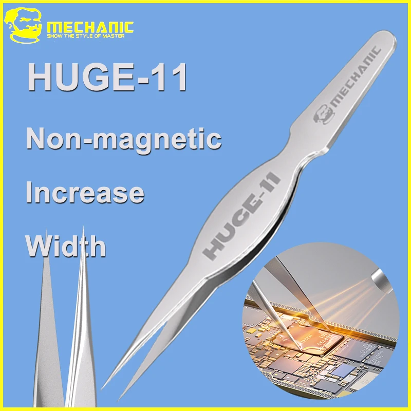MECHANIC HUGE -11 Wide Body High Strength Non Magnetic Tweezers Heat Resistant Professional Tweezers For Precision Maintenance
MECHANIC HUGE -11 Wide Body High Strength Non Magnetic Tweezers Heat Resistant Professional Tweezers For Precision Maintenance