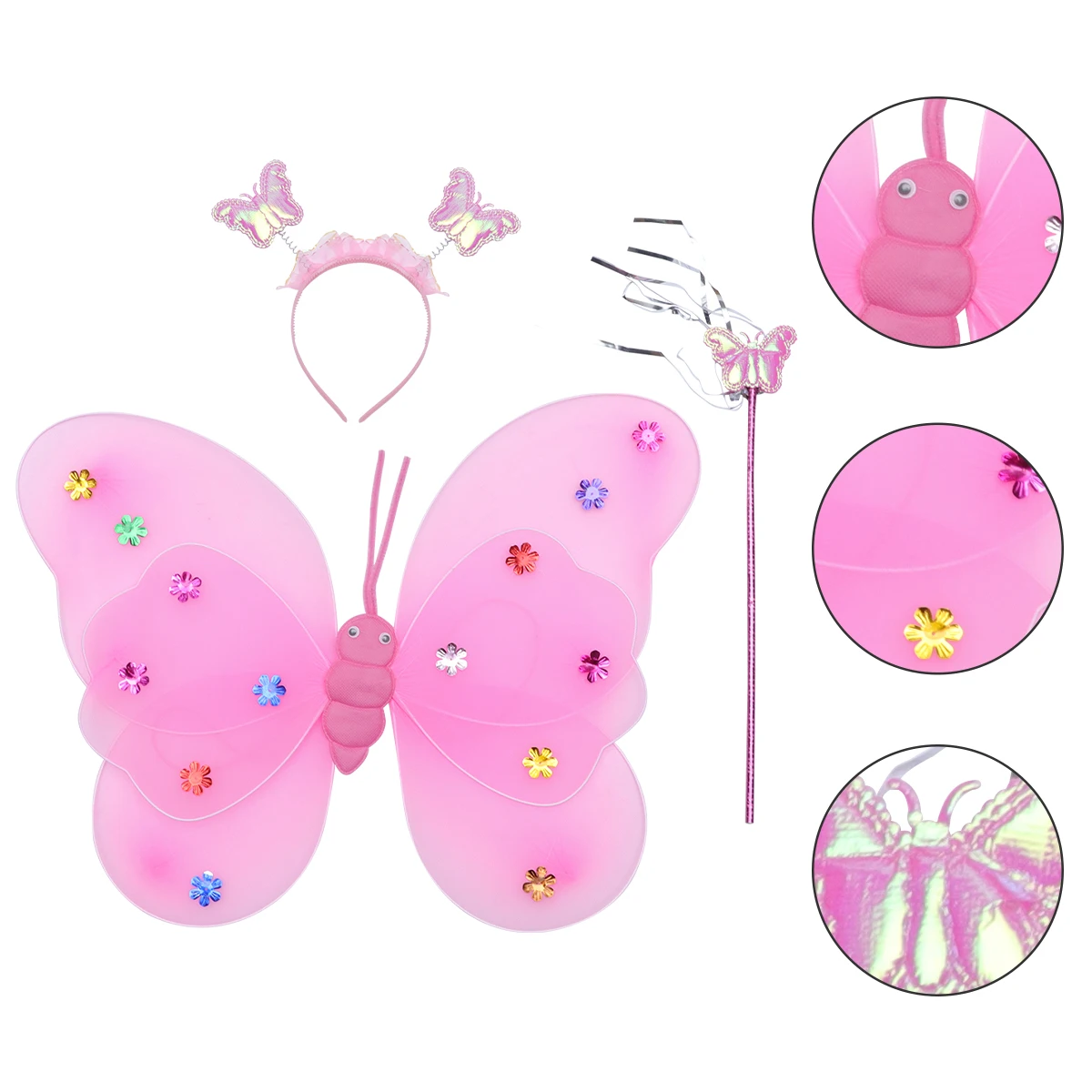 3pcs Set Fairy Butterfly Wings Costume for Girls Kids Role Dress up Party Accessories Stylish Cloth Fabric Safe for Girls
3pcs Set Fairy Butterfly Wings Costume for Girls Kids Role Dress up Party Accessories Stylish Cloth Fabric Safe for Girls
