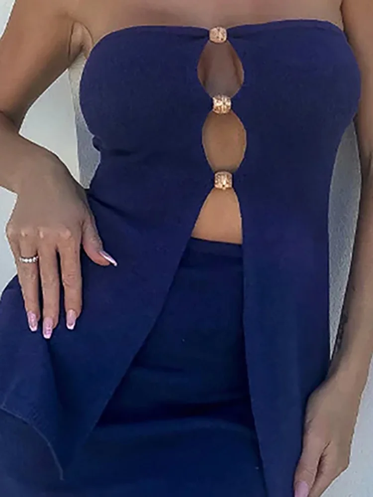 Women Sexy Slim Fit Vacation Outfit Fashion Strapless Top+short Skirt Cocktail Set Casual Summer Hollow Out Backless Beach Suit
Women Sexy Slim Fit Vacation Outfit Fashion Strapless Top+short Skirt Cocktail Set Casual Summer Hollow Out Backless Beach Suit