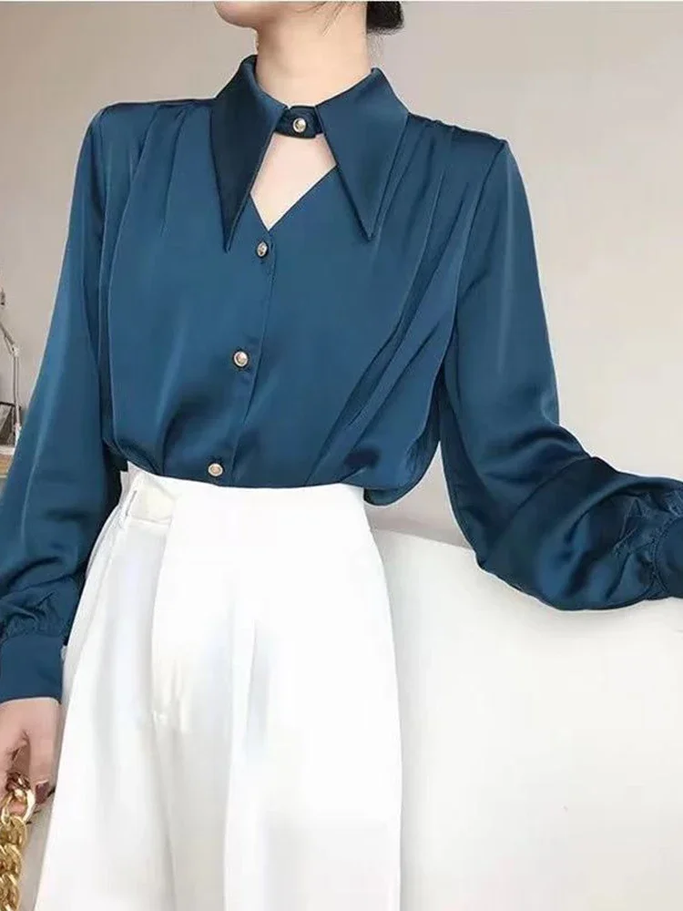 Сексуальная ажурная женская атласная рубашка, элегантная повседневная офисная женская блузка с длинным рукавом, корейская мода, универсальные свободные белые топы
Сексуальная ажурная женская атласная рубашка, элегантная повседневная офисная женская блузка с длинным рукавом, корейская мода, универсальные свободные белые топы