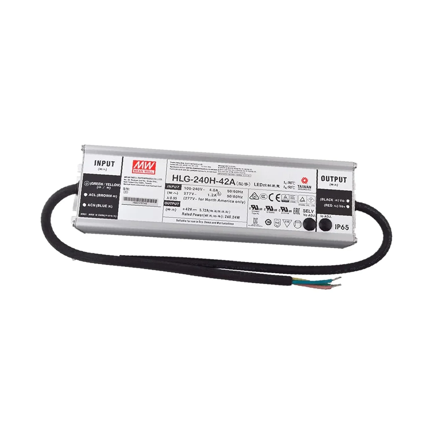 Блок питания MeanWell 240W 42V для светодиодов HLG-240H-42A
Блок питания MeanWell 240W 42V для светодиодов HLG-240H-42A