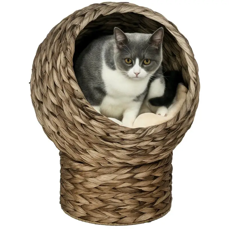 PawHut Handwoven Elevated Cat Bed with Soft Cushion & Egg Chair Shape, Basket Bed Kitty House with Stand, Raised Wicker House for Indoor Cats, 20" H, Gray
PawHut Handwoven Elevated Cat Bed with Soft Cushion & Egg Chair Shape, Basket Bed Kitty House with Stand, Raised Wicker House for Indoor Cats, 20" H, Gray