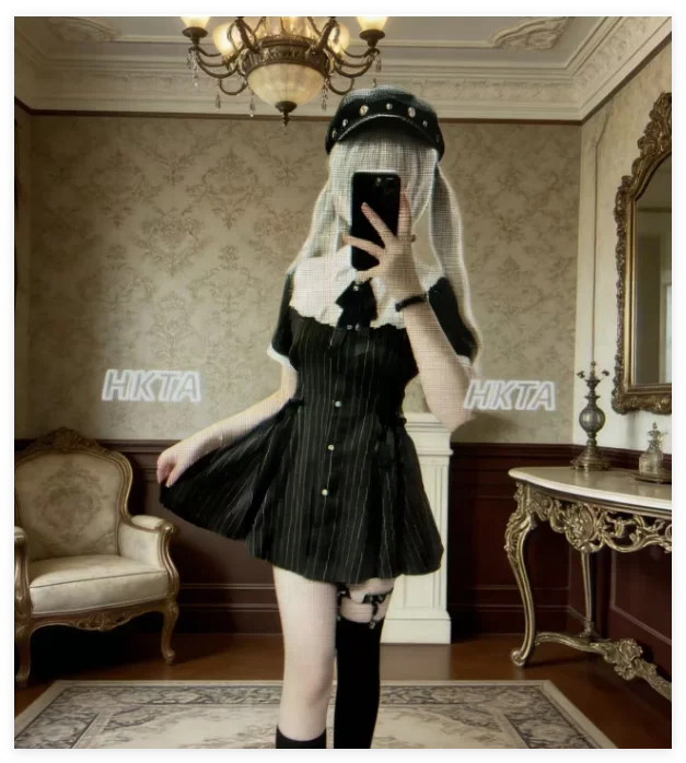 Japanese Jirai Kei Style Subculture Dark Lapel Short Sleeve Pleated Bow Strap Striped Dress Black Shorts Two Pieces Sets Women
Japanese Jirai Kei Style Subculture Dark Lapel Short Sleeve Pleated Bow Strap Striped Dress Black Shorts Two Pieces Sets Women
