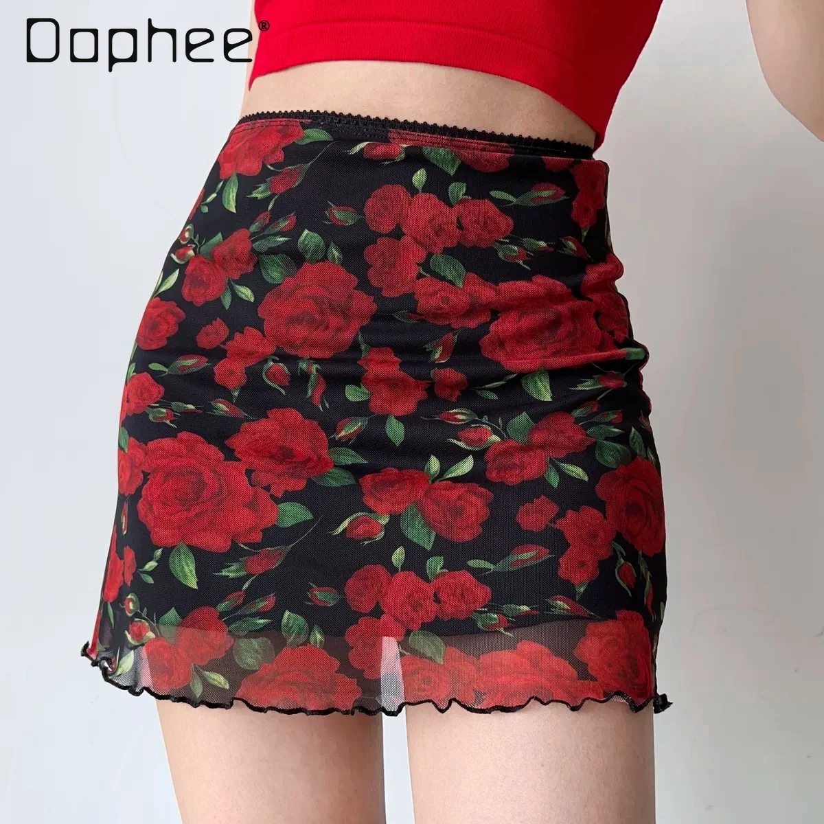 Summer Floral Print Mesh Mini Skirt Rose Women's Fashion High Waist Wrap Hip A Line Short Skirt Vintage Sexy Slim Fit Versatile
Summer Floral Print Mesh Mini Skirt Rose Women's Fashion High Waist Wrap Hip A Line Short Skirt Vintage Sexy Slim Fit Versatile