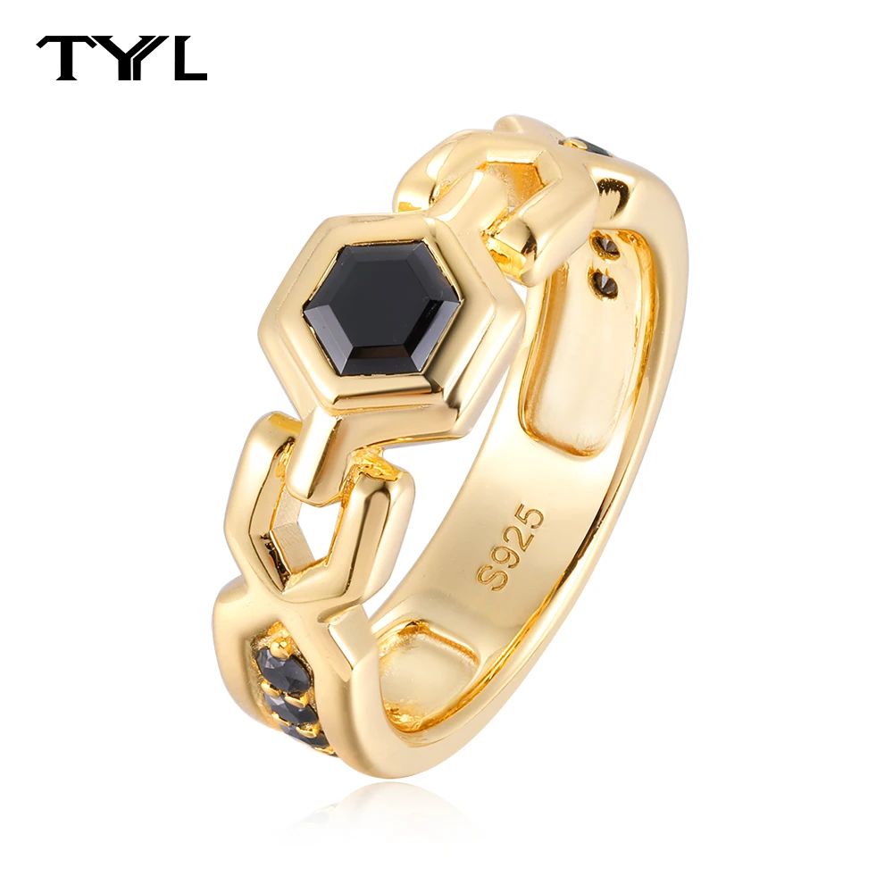 TYYL Black Moissanite Ring for Men 925 Silver Hexagonal Statement Link Rings Luxury Gemstone Band Party Banquet Women's Jewelry
TYYL Black Moissanite Ring for Men 925 Silver Hexagonal Statement Link Rings Luxury Gemstone Band Party Banquet Women's Jewelry