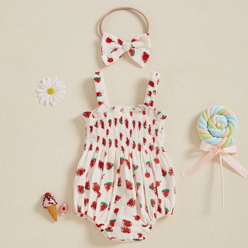 RUEWEY 0 to 18 Months Baby Girls Sweet Bodysuit Summer Clothes Sleeveless Fruit Print Camisole Jumpsuit with Headband
RUEWEY 0 to 18 Months Baby Girls Sweet Bodysuit Summer Clothes Sleeveless Fruit Print Camisole Jumpsuit with Headband