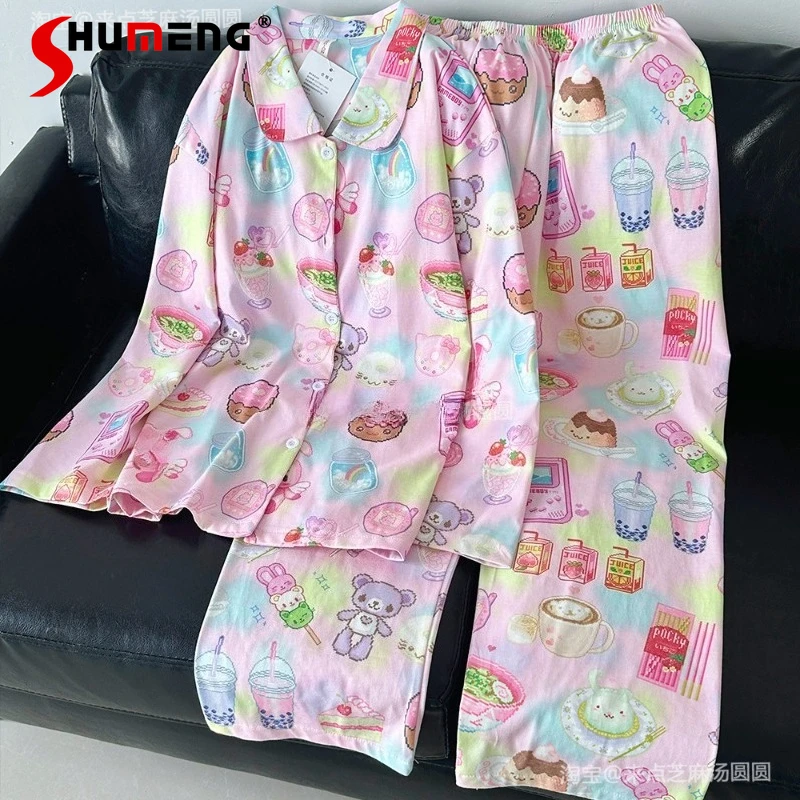 Весенне-осенний комплект пижам из чистого хлопка для женщин в японском стиле с длинными рукавами, домашняя одежда, женские пижамы с мультяшным принтом, милые комплекты для сна
Весенне-осенний комплект пижам из чистого хлопка для женщин в японском стиле с длинными рукавами, домашняя одежда, женские пижамы с мультяшным принтом, милые комплекты для сна