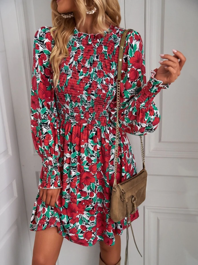 Elegant Party Dresses Women Autumn New Item Solid Color O-Neck Long Sleeved Printed Chiffon Double-Layer Sexy Female Midi Dress
Elegant Party Dresses Women Autumn New Item Solid Color O-Neck Long Sleeved Printed Chiffon Double-Layer Sexy Female Midi Dress