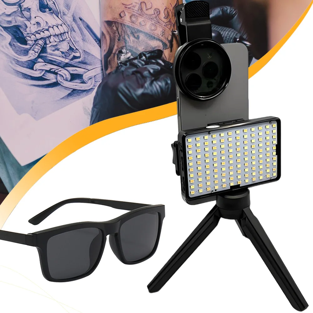 Профессиональный заполняющий свет для татуировки уменьшает отражающий свет с линзами мобильного телефона, круглым поляризационным фильтром и очками для фильтра для татуировки
Профессиональный заполняющий свет для татуировки уменьшает отражающий свет с линзами мобильного телефона, круглым поляризационным фильтром и очками для фильтра для татуировки