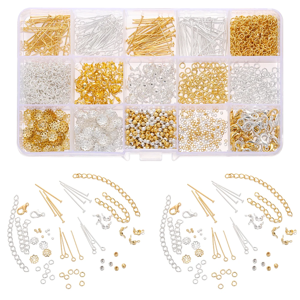 1260Pcs Jewelry Making Kit Bulk Alloy Findings Set Lobster Clasps Jump Rings Head Pins Chains DIY Earring Necklace Supplies
1260Pcs Jewelry Making Kit Bulk Alloy Findings Set Lobster Clasps Jump Rings Head Pins Chains DIY Earring Necklace Supplies