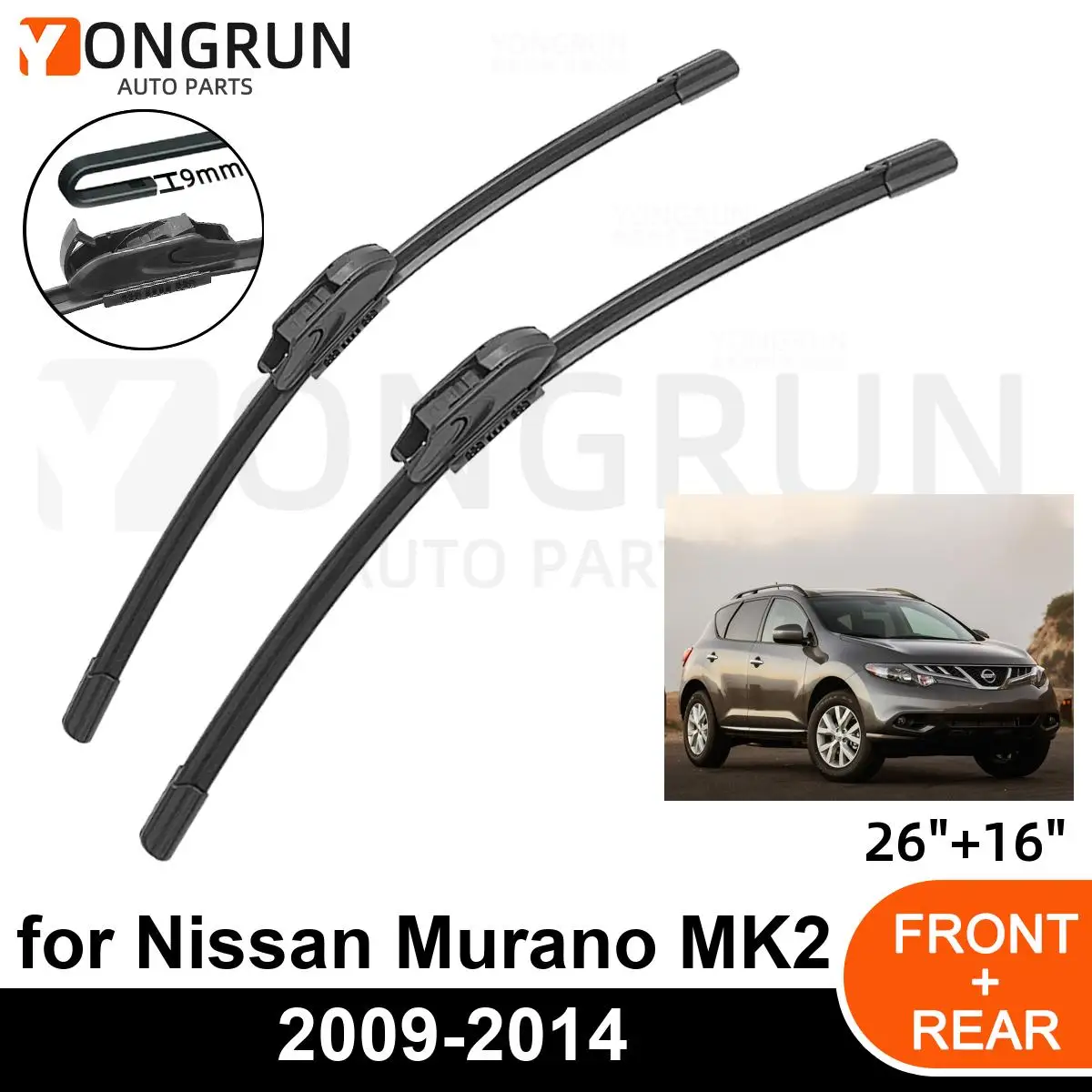 Стеклоочистители передние Автомобильные для Nissan Murano MK2 2009-2014, резиновые щетки стеклоочистителя 26 + 16 дюймов, аксессуары для лобового стекла автомобиля
Стеклоочистители передние Автомобильные для Nissan Murano MK2 2009-2014, резиновые щетки стеклоочистителя 26 + 16 дюймов, аксессуары для лобового стекла автомобиля