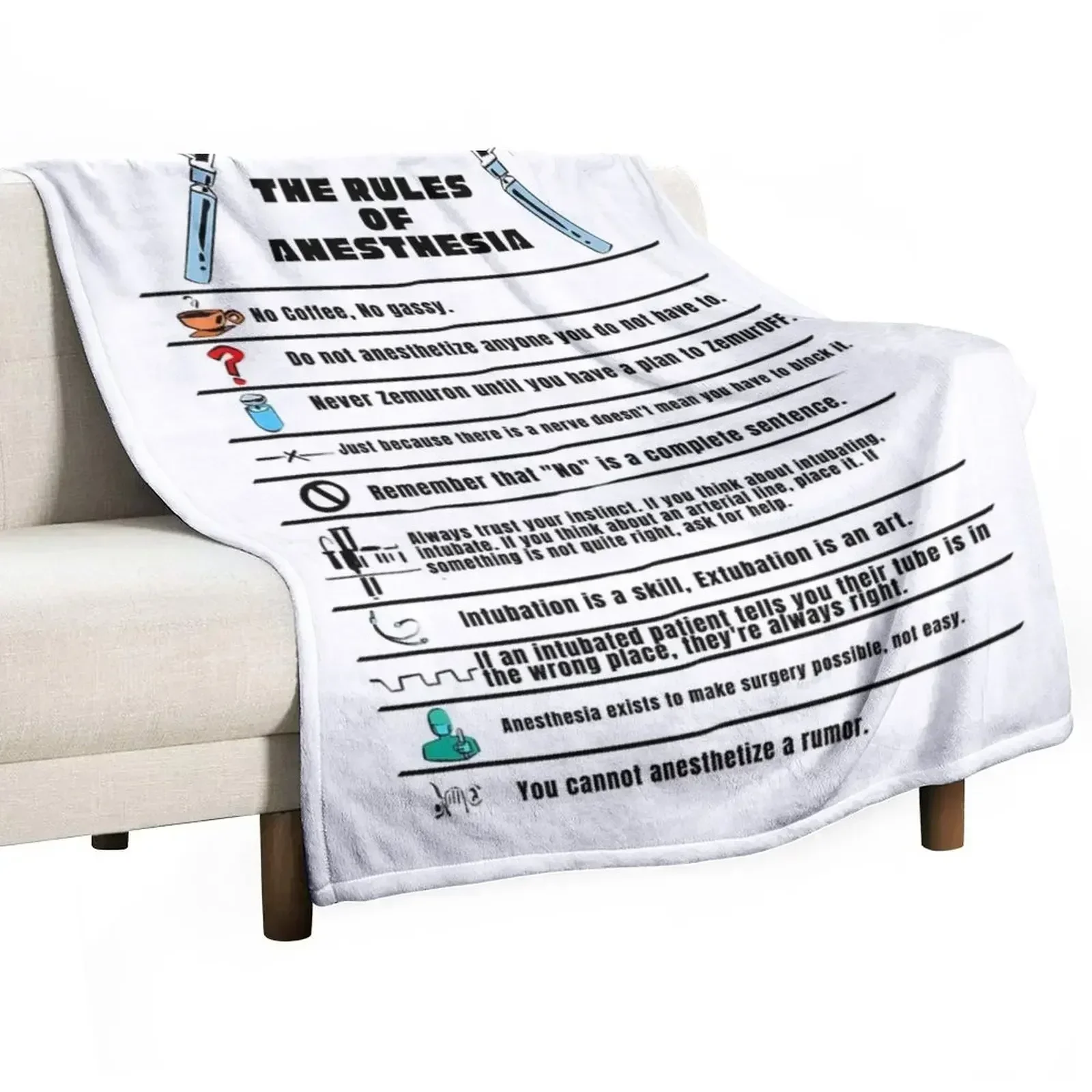 The Rules of Anesthesia Throw Blanket Machine Washable Soft Warm Blanket
The Rules of Anesthesia Throw Blanket Machine Washable Soft Warm Blanket