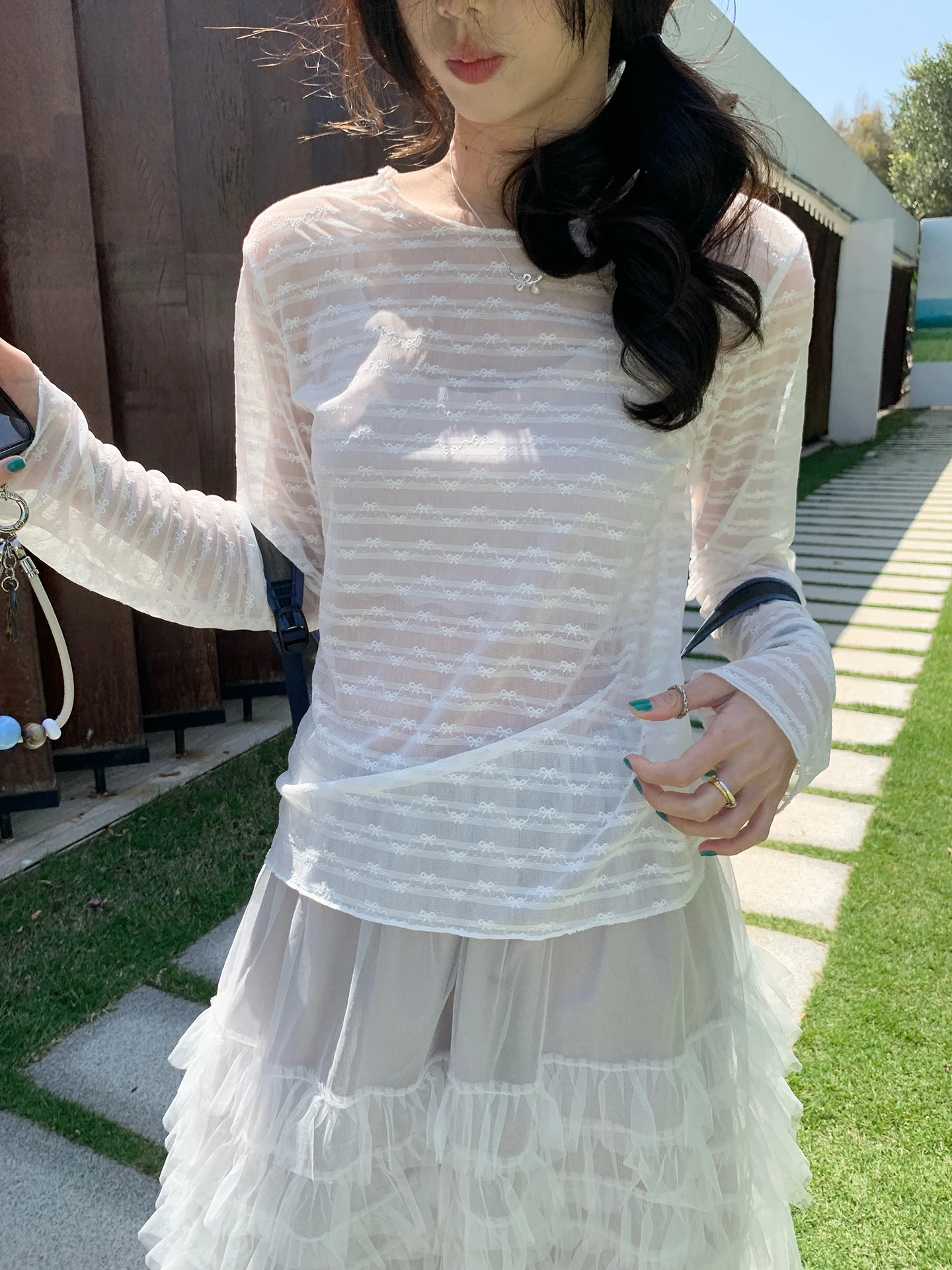 Cheese Rabbit Lace Mesh T-Shirt Women's Spring Summer Thin Design Sense Layering Casual Versatile Top Breathable Polyester
Cheese Rabbit Lace Mesh T-Shirt Women's Spring Summer Thin Design Sense Layering Casual Versatile Top Breathable Polyester