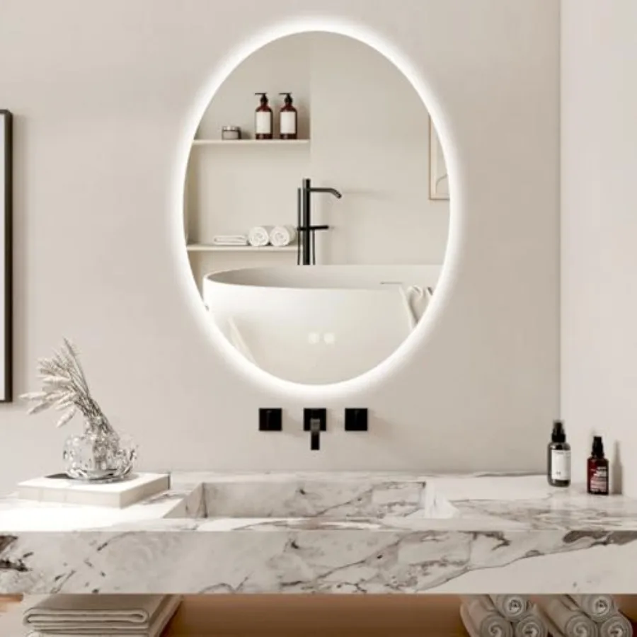 Oval LED Bathroom Mirror Anti-Fog 3 Colors Light Dimmable Wall Mounted Lighted Bathroom Vanity Mirror Smart Makeup Mirror with
Oval LED Bathroom Mirror Anti-Fog 3 Colors Light Dimmable Wall Mounted Lighted Bathroom Vanity Mirror Smart Makeup Mirror with