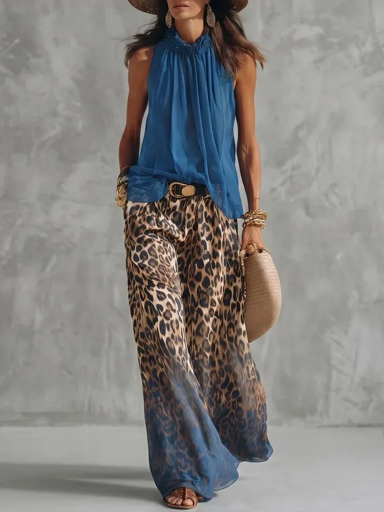 UOOZEE 2026 New Summer Beach Vacation 2 Piece Sets Women Solid Color Halter-Neck Tank Tops & Ombre Leopard Palazzo Pants Suits
UOOZEE 2026 New Summer Beach Vacation 2 Piece Sets Women Solid Color Halter-Neck Tank Tops & Ombre Leopard Palazzo Pants Suits