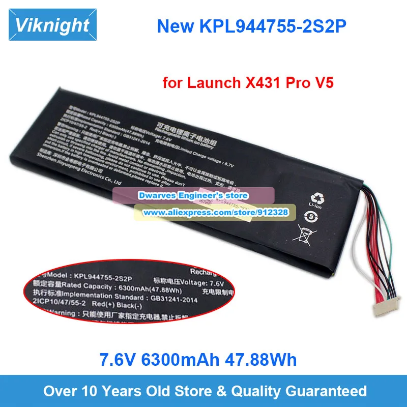 Новый аккумулятор KPL944755-2S2P для запуска диагностического аппарата X431 Pro V5, сменный литий-ионный аккумулятор 7,6 В, 6300 мАч
Новый аккумулятор KPL944755-2S2P для запуска диагностического аппарата X431 Pro V5, сменный литий-ионный аккумулятор 7,6 В, 6300 мАч