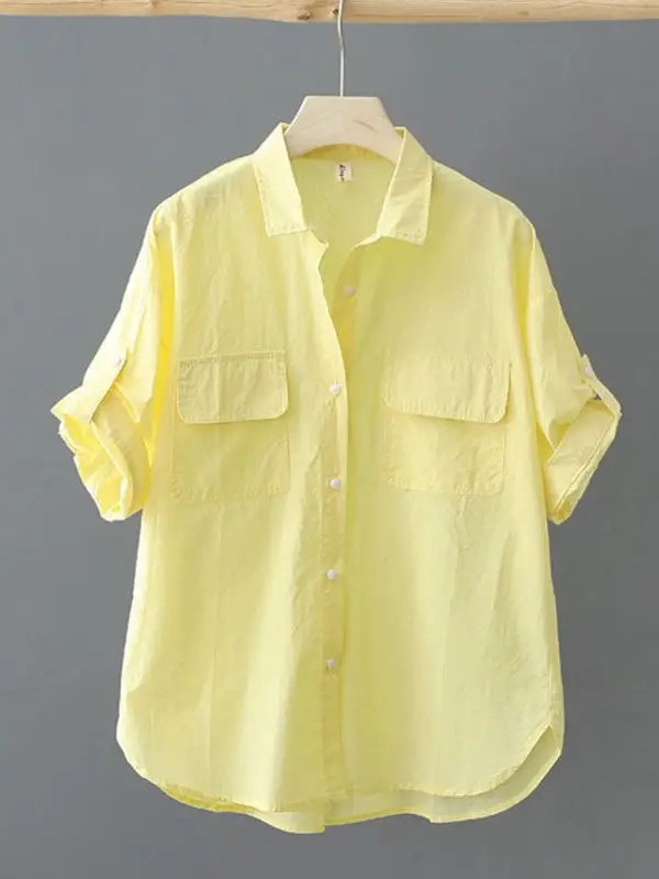 Summer ort Sve Pure Cotton irt Women's Sle Slimming Korean Version Agel Personali Top Faionable Casual Wear
Summer ort Sve Pure Cotton irt Women's Sle Slimming Korean Version Agel Personali Top Faionable Casual Wear