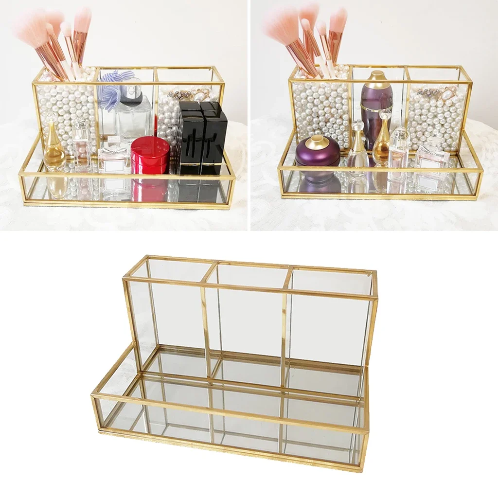 Clear Glass Gold Metal Cosmetic Organizer Makeup Brush Storage Box Holder Lipstick Storage Container Box Case
Clear Glass Gold Metal Cosmetic Organizer Makeup Brush Storage Box Holder Lipstick Storage Container Box Case