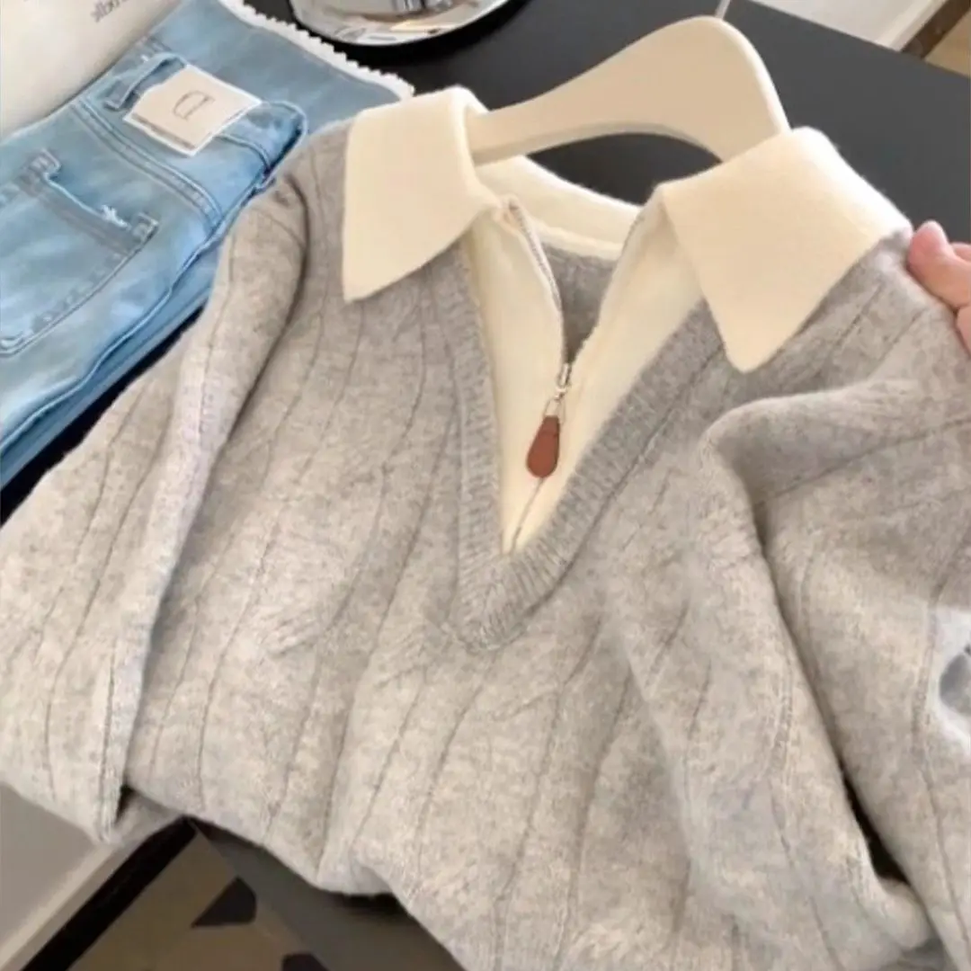 Soft Knitted f-Zip Fake Two-Piece Sweater Women's plus Size Loose Versatile Comfortable Knitwear Autumn Winter Ne L...
Soft Knitted f-Zip Fake Two-Piece Sweater Women's plus Size Loose Versatile Comfortable Knitwear Autumn Winter Ne L...