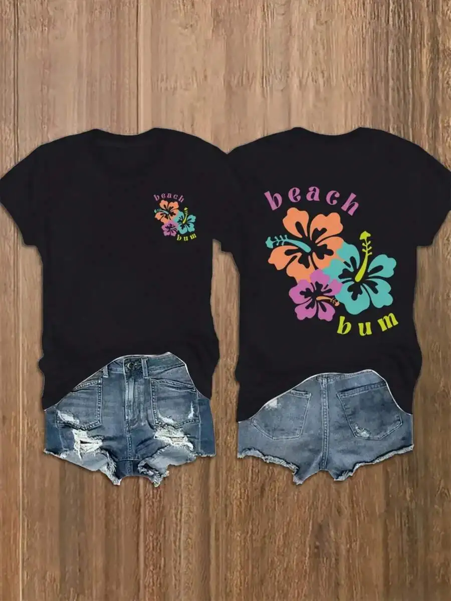 Beach Bum Hibiscus Floral Print Womens Short Sleeve T-Shirt Casual Summer Top
Beach Bum Hibiscus Floral Print Womens Short Sleeve T-Shirt Casual Summer Top