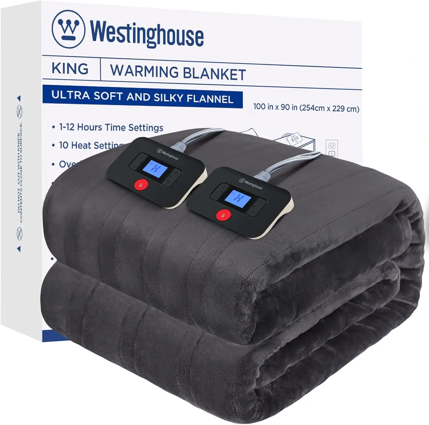King Size Heated Blanket, 100" x 90", 10 Heat Levels, Auto-Off Timer, Machine Washable, ETL & FCC Certified
King Size Heated Blanket, 100" x 90", 10 Heat Levels, Auto-Off Timer, Machine Washable, ETL & FCC Certified