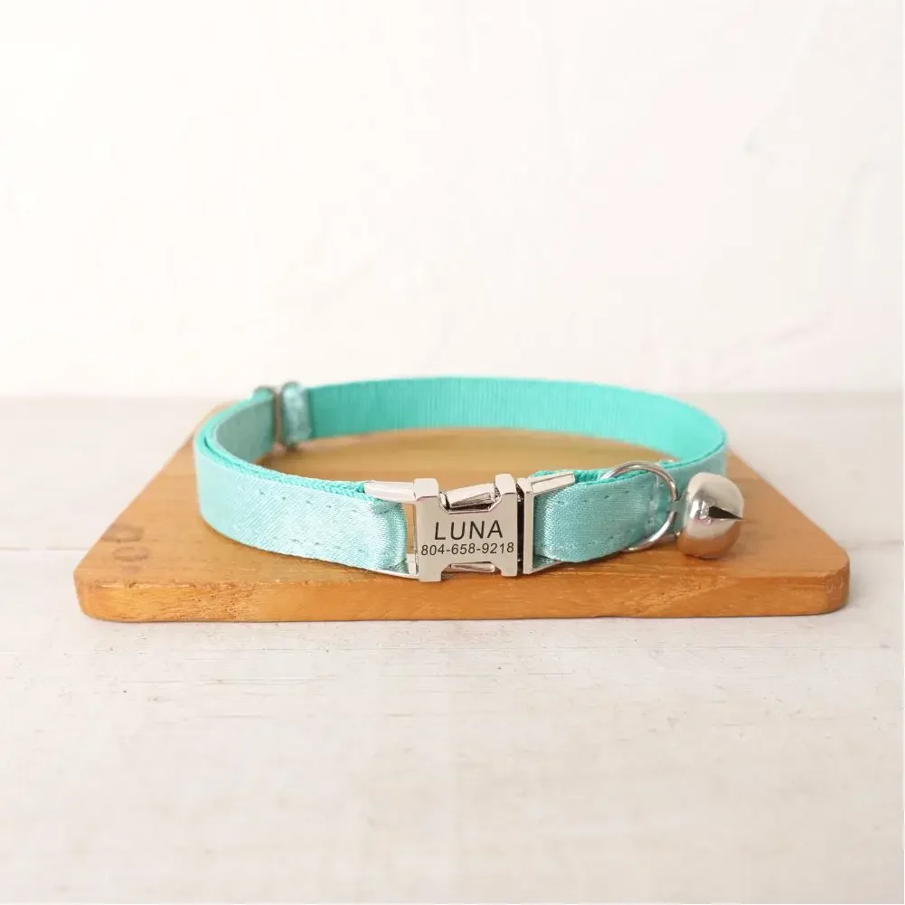 Personalized Cat Collar with Free Engraving, Matching Pet Leash,Customzied Contacts Metal Buckle, Shiny Blue Pet Collar
Personalized Cat Collar with Free Engraving, Matching Pet Leash,Customzied Contacts Metal Buckle, Shiny Blue Pet Collar
