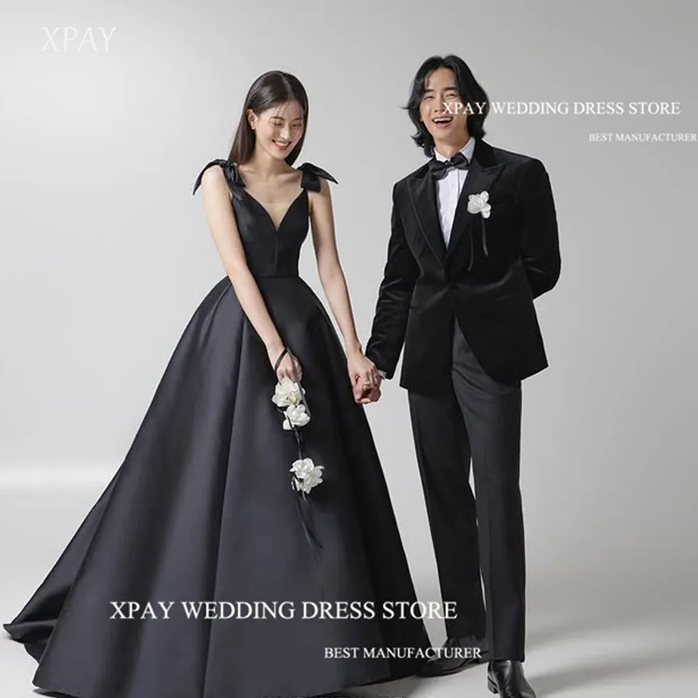 XPAY Modern Black Wedding Party Evening Dresses A Line Customized Spaghetti Strap Formal Prom Gown Satin Wedding Photos Shoot
XPAY Modern Black Wedding Party Evening Dresses A Line Customized Spaghetti Strap Formal Prom Gown Satin Wedding Photos Shoot
