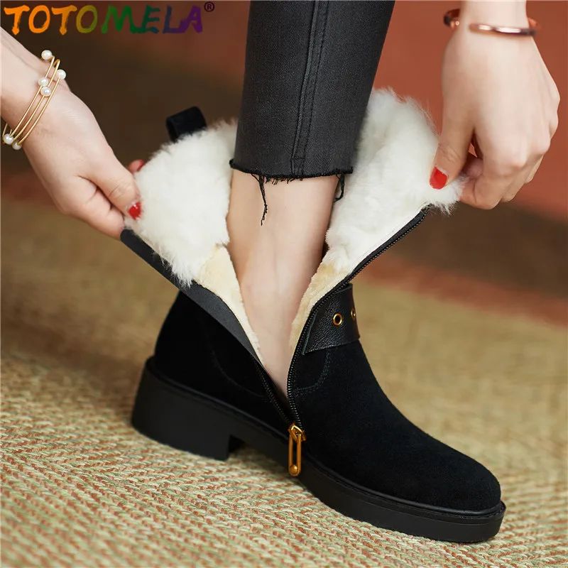 TOTOMELA Size 34-40 Suede Leather Snow Boots Women Zipper Square Heels Buckle Winter Ankle Boots Thick Fur Ladies Shoes
TOTOMELA Size 34-40 Suede Leather Snow Boots Women Zipper Square Heels Buckle Winter Ankle Boots Thick Fur Ladies Shoes