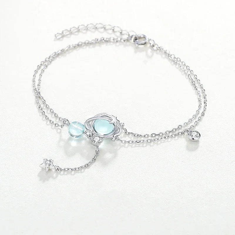 Double Bracelet Aquamarine Crystal Encrusted Bracelet Elegant Feminine Trend Jewelry
Double Bracelet Aquamarine Crystal Encrusted Bracelet Elegant Feminine Trend Jewelry