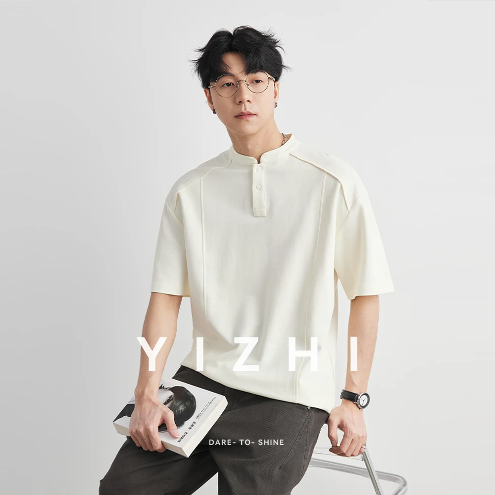 Men's 40S Double-sided Cotton New Chinese Style Henley Neck T-Shirt Summer Solid Color Loose Casual Versatile Short Sleeve
Men's 40S Double-sided Cotton New Chinese Style Henley Neck T-Shirt Summer Solid Color Loose Casual Versatile Short Sleeve