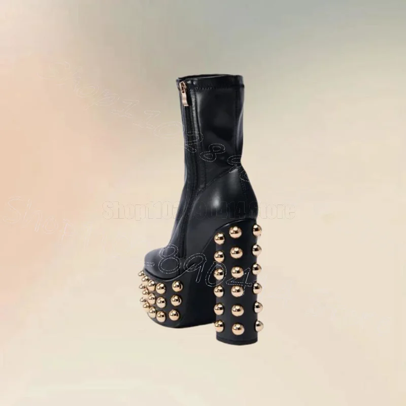 Gold Round Rivets Black Platform Boots Side Zipper Women Shoes Chunky High Heels Party Banquet Dating 2026 Zapatos Para Mujere
Gold Round Rivets Black Platform Boots Side Zipper Women Shoes Chunky High Heels Party Banquet Dating 2026 Zapatos Para Mujere