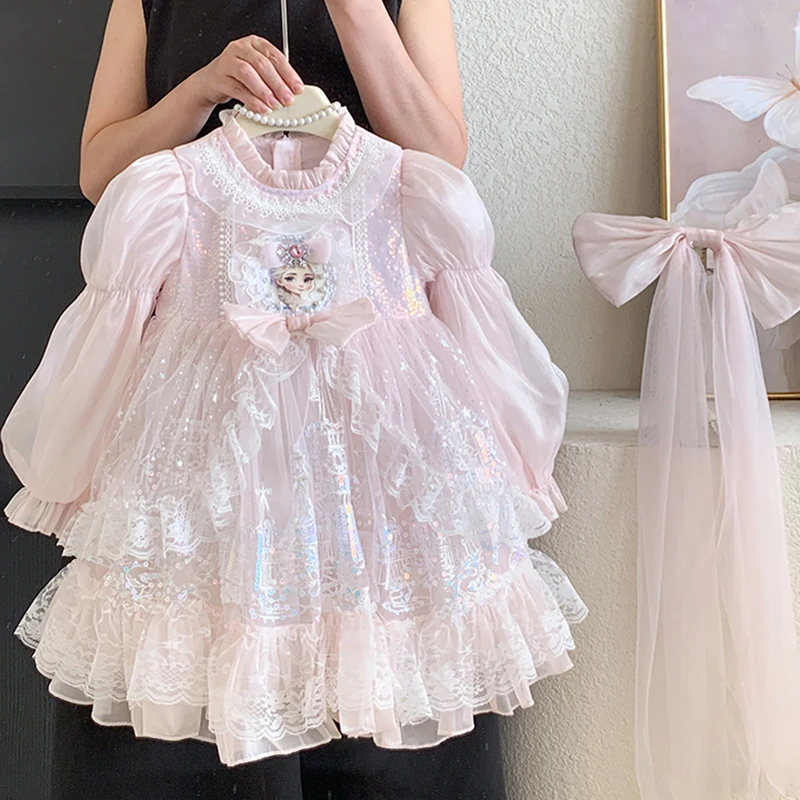 Платье принцессы Диснея Эльзы на день рождения для девочек, весенне-осеннее платье с объемными рукавами, кружевное платье с блестками, пышные милые платья Лолиты
Платье принцессы Диснея Эльзы на день рождения для девочек, весенне-осеннее платье с объемными рукавами, кружевное платье с блестками, пышные милые платья Лолиты