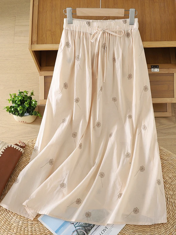 Художественная вышитая льняная юбка с цветочным узором, с завышенной талией, на шнурке, свободного кроя, средней длины, А-силуэт, для женщин, летняя, для повседневной носки
Художественная вышитая льняная юбка с цветочным узором, с завышенной талией, на шнурке, свободного кроя, средней длины, А-силуэт, для женщин, летняя, для повседневной носки