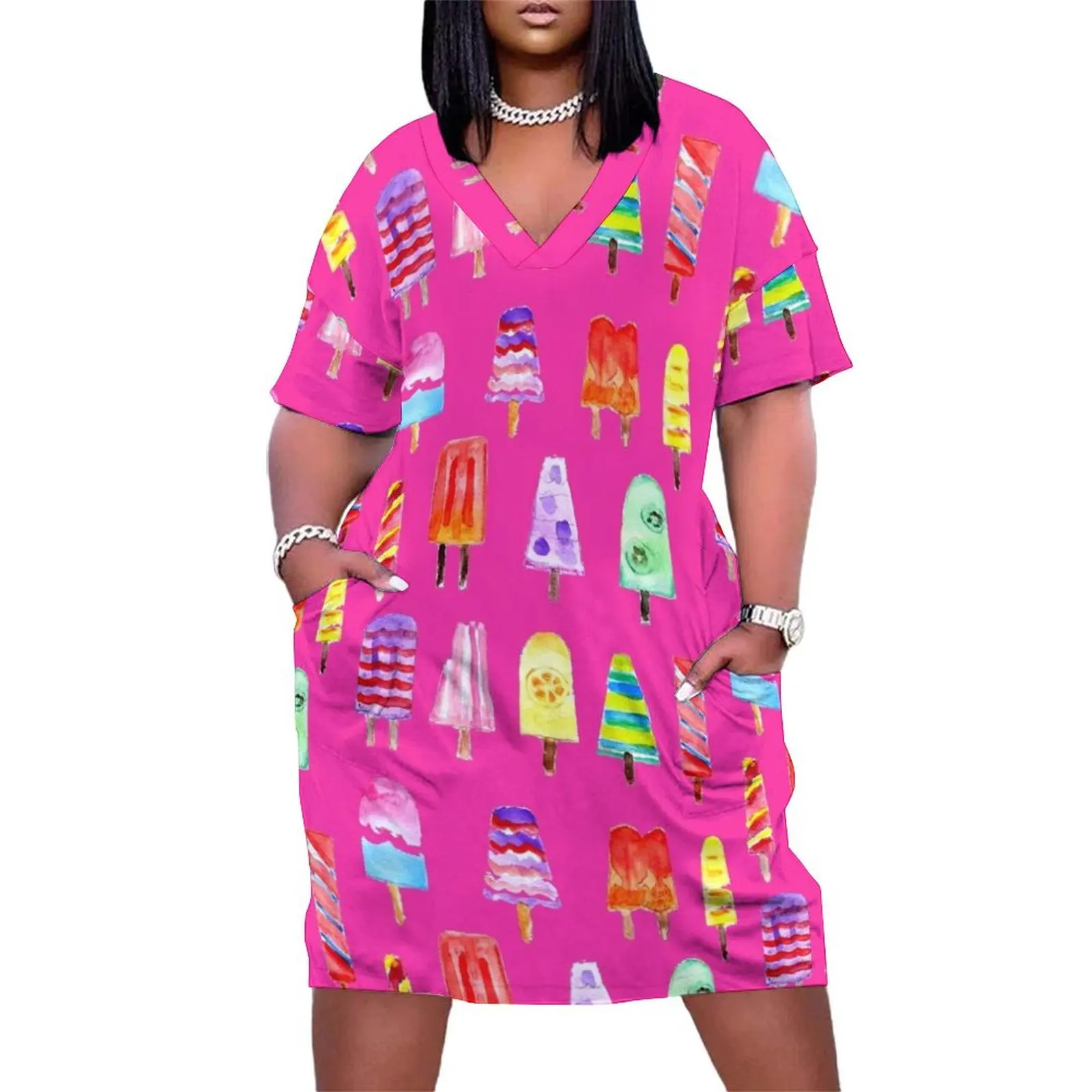 Watercolor Popsicles on Pink Hand-Painted Pattern Loose Pocket Dress birthday dresses for women women clothing 2025 new arrivals
Watercolor Popsicles on Pink Hand-Painted Pattern Loose Pocket Dress birthday dresses for women women clothing 2025 new arrivals
