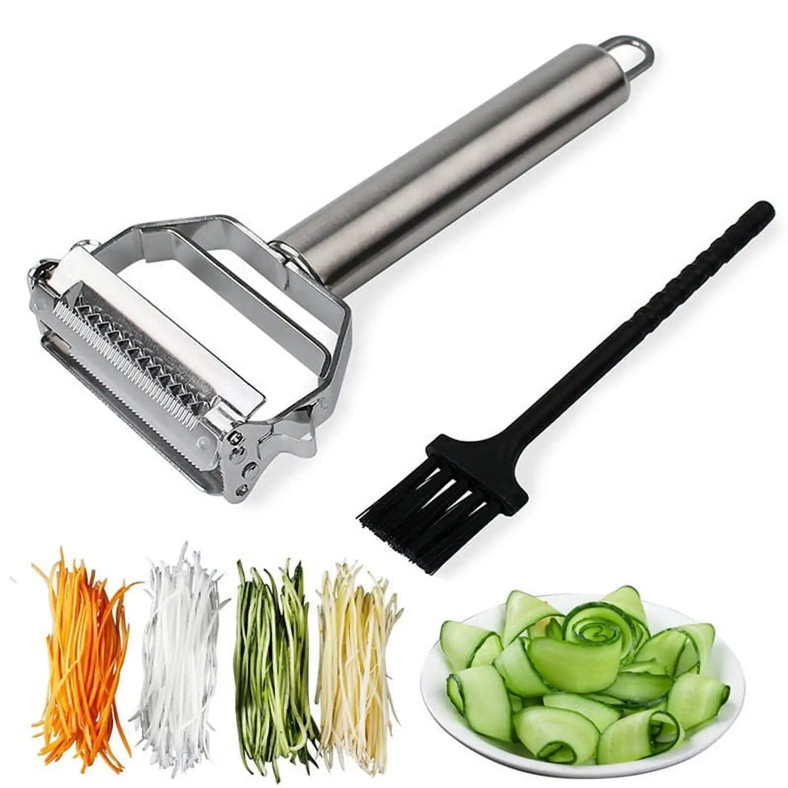 Julienne Peeler, Stainl Steel Cutter Slicer with Cleaning Brush, for Carrot Potato Gadget Vegetable Fruit
Julienne Peeler, Stainl Steel Cutter Slicer with Cleaning Brush, for Carrot Potato Gadget Vegetable Fruit