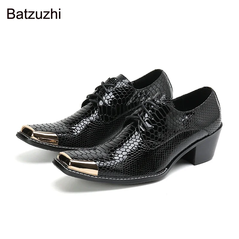 Batzuzhi Italian Style Handmade Men's Shoes Gold Metal Head Black Genuine Leather Dress Shoes Men Lace-up Business/Party Shoes
Batzuzhi Italian Style Handmade Men's Shoes Gold Metal Head Black Genuine Leather Dress Shoes Men Lace-up Business/Party Shoes