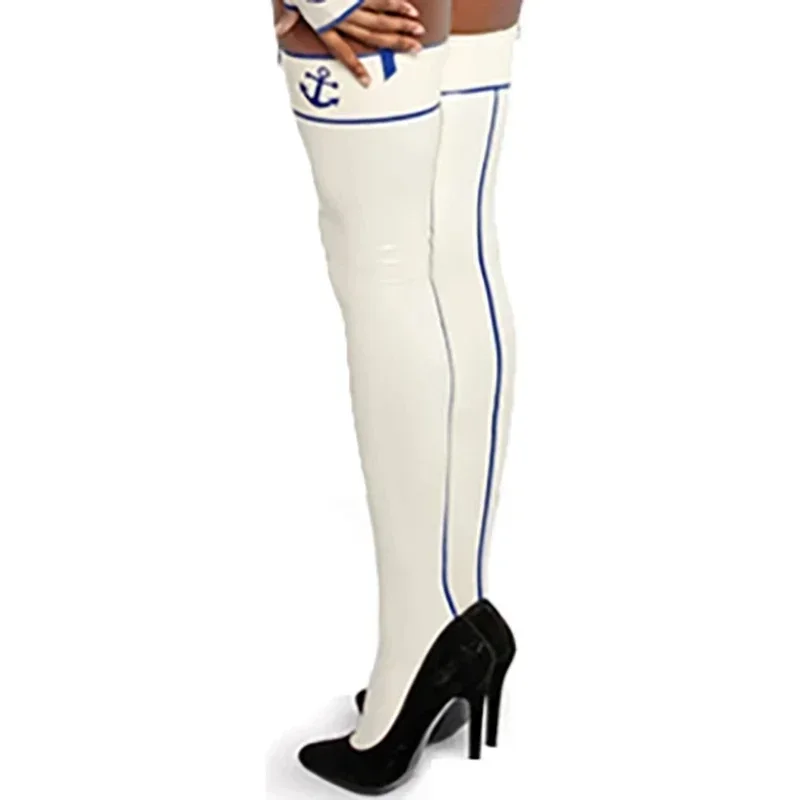customized Latex Rubber Gummi Stocking White with Blue Trims Thigh-highs Socks Customized 0.4mm Sexy Catsuit for Women
customized Latex Rubber Gummi Stocking White with Blue Trims Thigh-highs Socks Customized 0.4mm Sexy Catsuit for Women