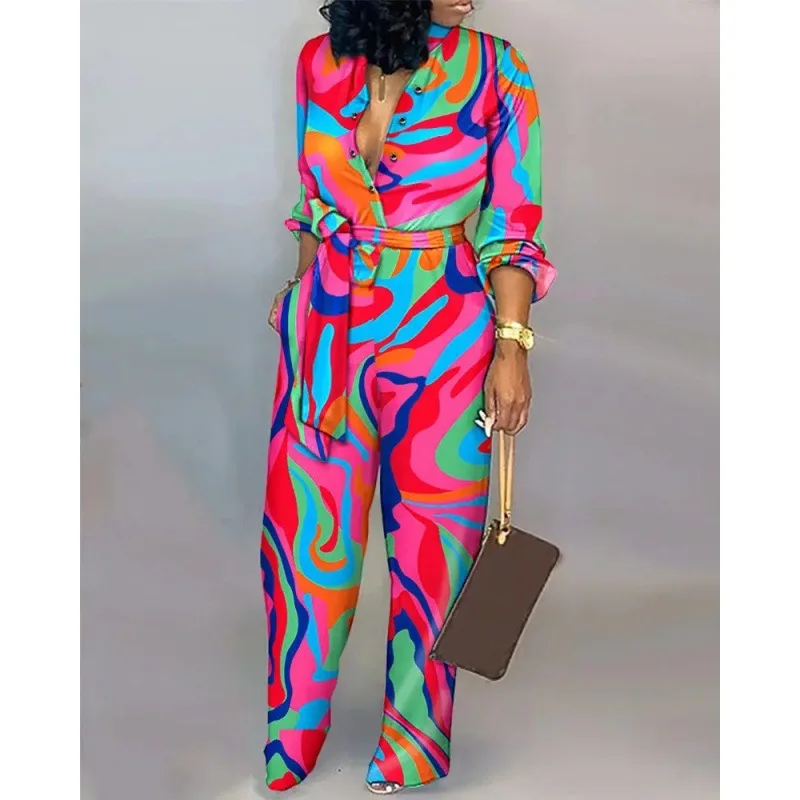 New Autumn Women's Casual Jumpsuit Fashion Printing Sexy V-Neck Long Sleeve Higt Waist Lace Up Office Slim Jumpsuit For Women
New Autumn Women's Casual Jumpsuit Fashion Printing Sexy V-Neck Long Sleeve Higt Waist Lace Up Office Slim Jumpsuit For Women