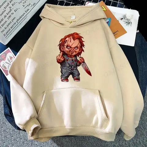 Men Fashion Hoodie Japanese Y2k Fleece Sweatshirt Pullovers Halloween Sweatshirts Men's Clothing Pullovers Horror Chucky Hoodies
