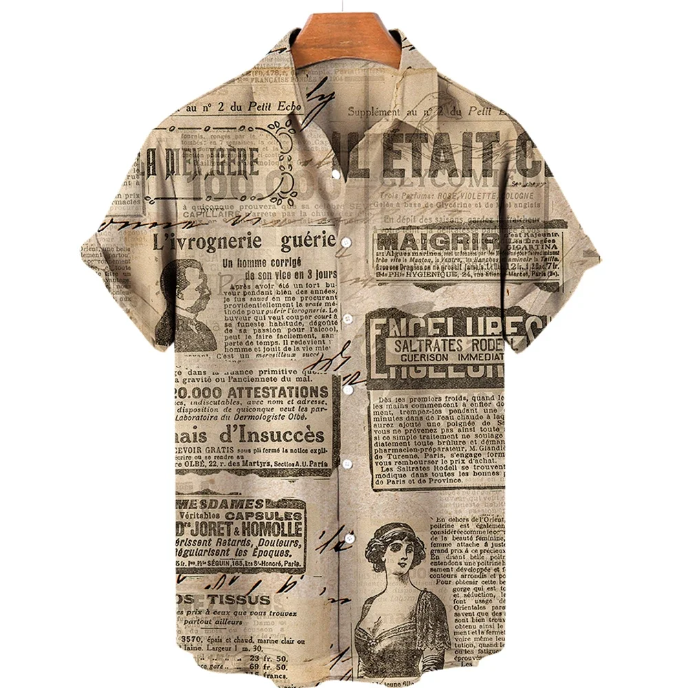 2024 Men's Vintage News Newspaper 3d Printed Lapel Hawaiian Shirt Casual Short Sleeve Men's Hip Hop Shirt
2024 Men's Vintage News Newspaper 3d Printed Lapel Hawaiian Shirt Casual Short Sleeve Men's Hip Hop Shirt
